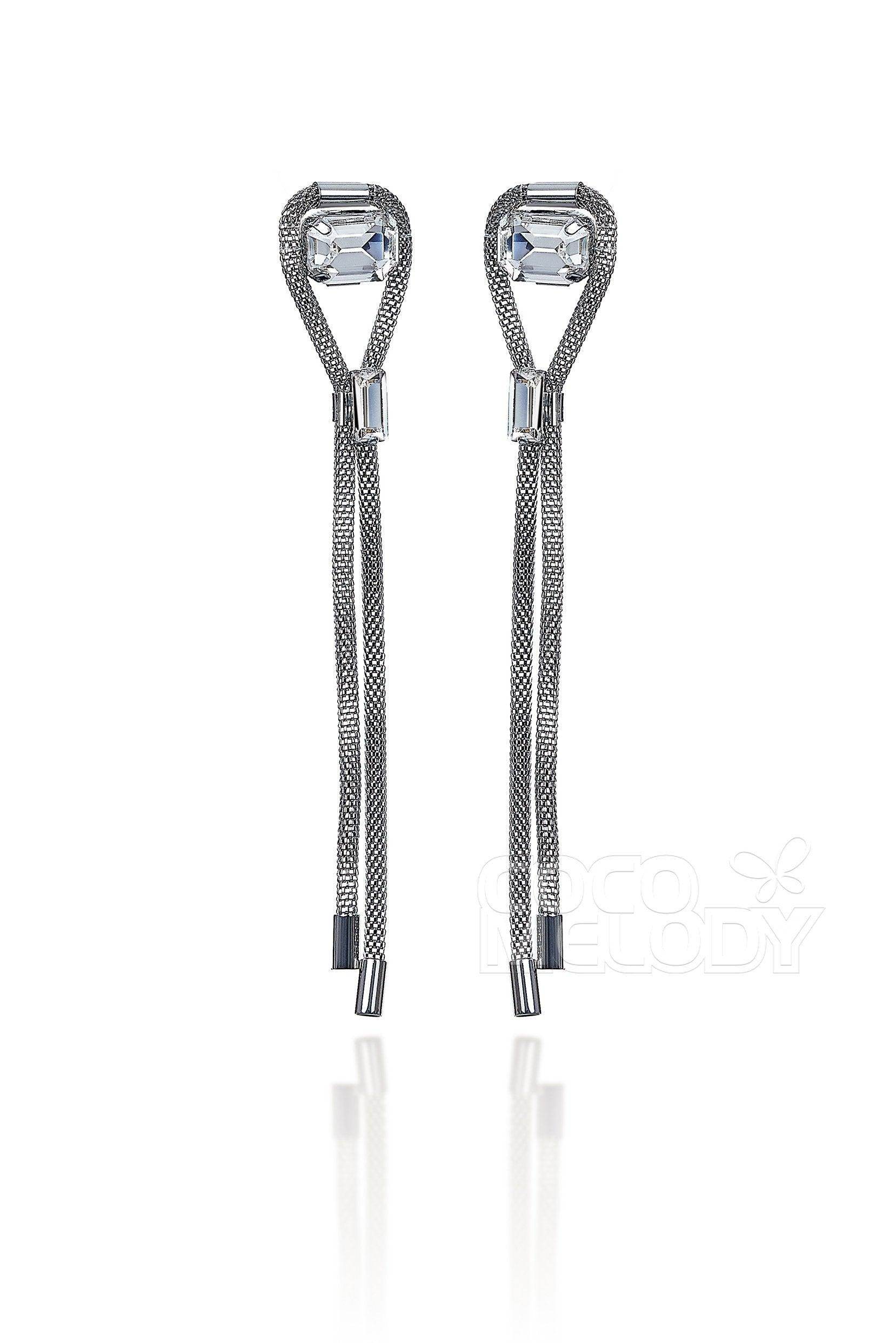 Chic Alloy Wedding Earrings with Rhinestone HG18013 - COCOMELODY